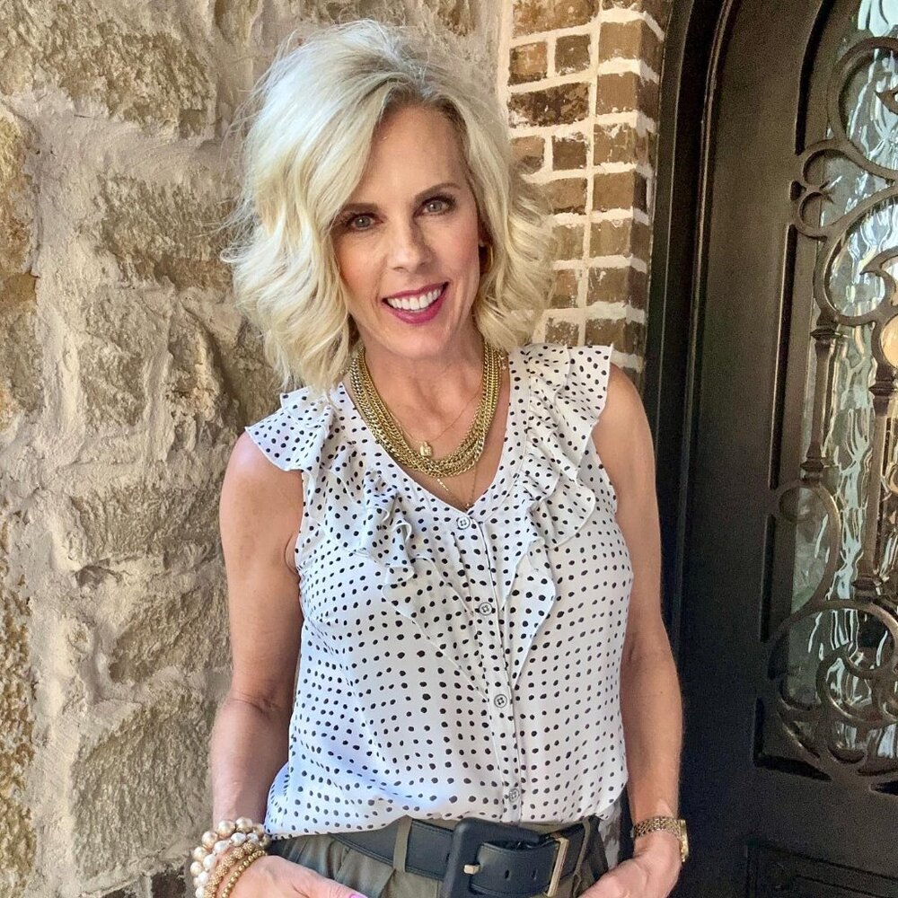 Cabi 4553 Polka Dot Top Fall 2023 Large EUC